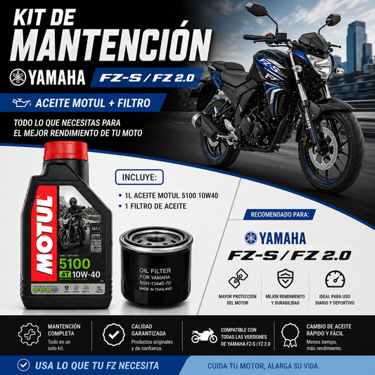 Kit Mantención Yamaha FZ-S / FZ 2.0 + Aceite Motul 5100 10W40 + Filtro