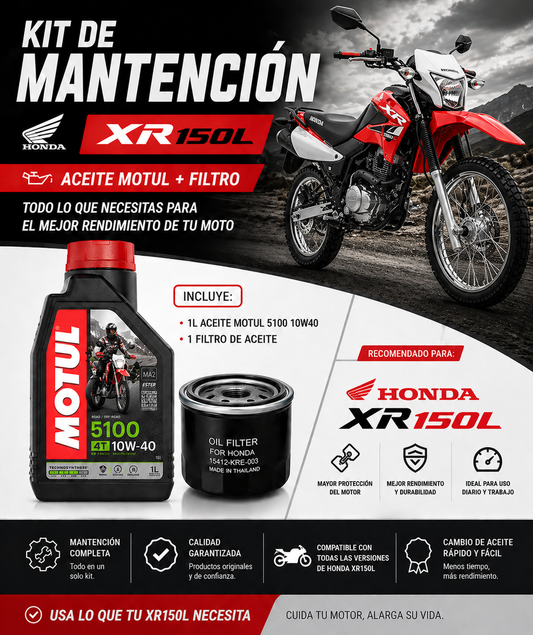 Kit Mantención Honda XR150L + Aceite Motul 5100 10W40 + Filtro