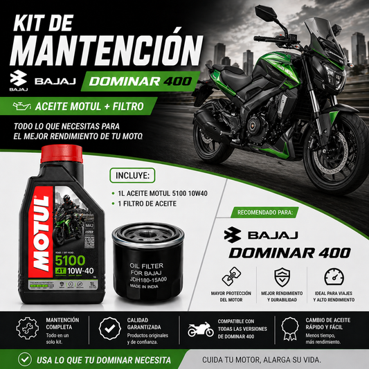Kit Mantención Bajaj Dominar 400 + Aceite Motul 5100 10W40 + Filtro