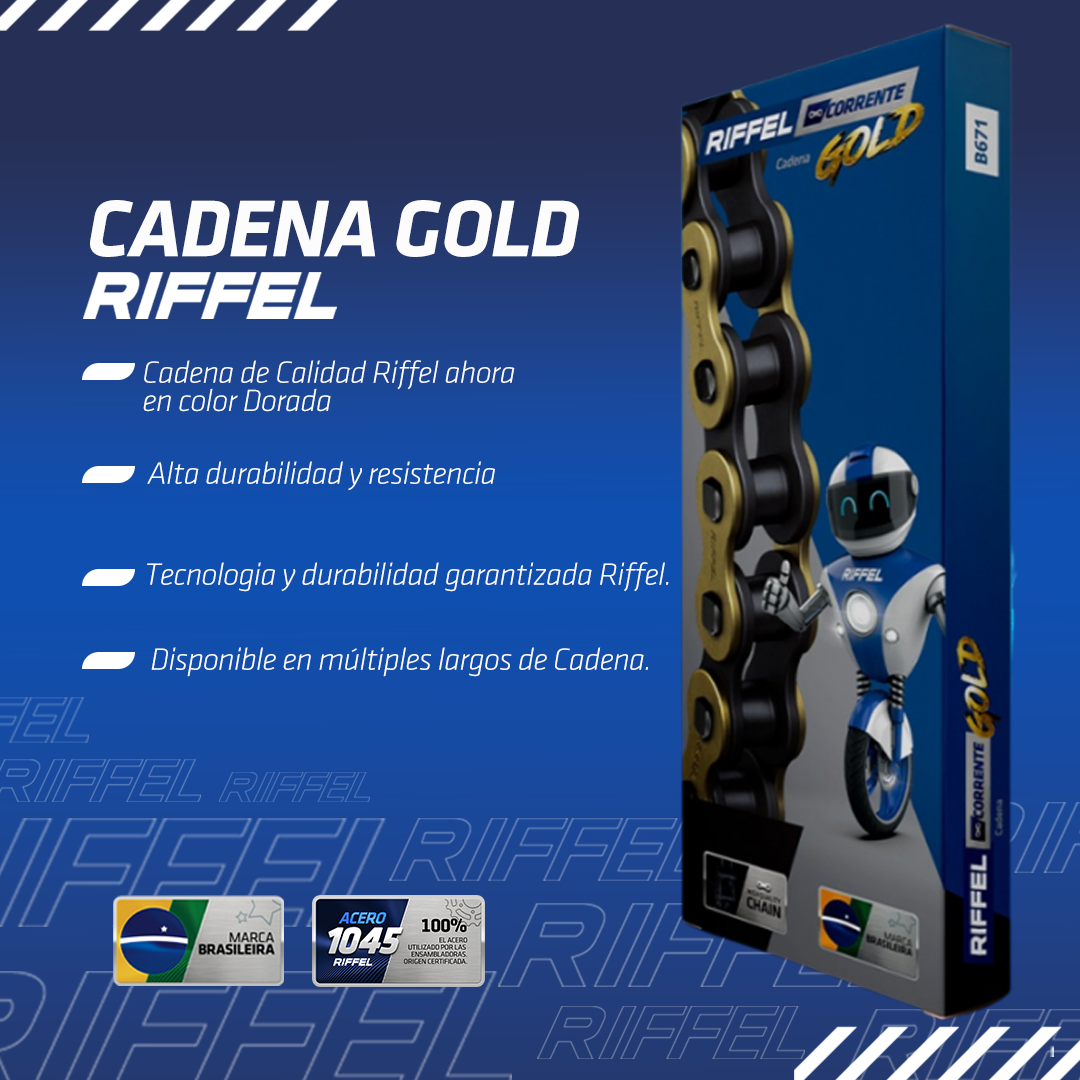 Cadena transmisión dorada Riffel